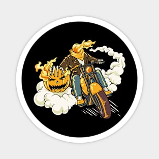 Motorcycle Riding Monster Horror Pumpkin Pumpkinhead Halloween Magnet